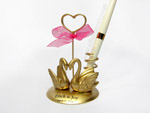 mwire_255 Heart memo pen holder with swan